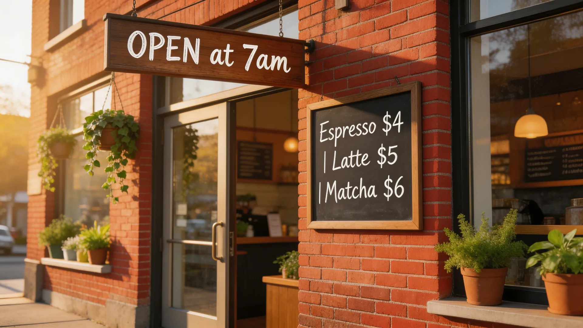 AI-generated poster with clean readable text on a coffee shop sign