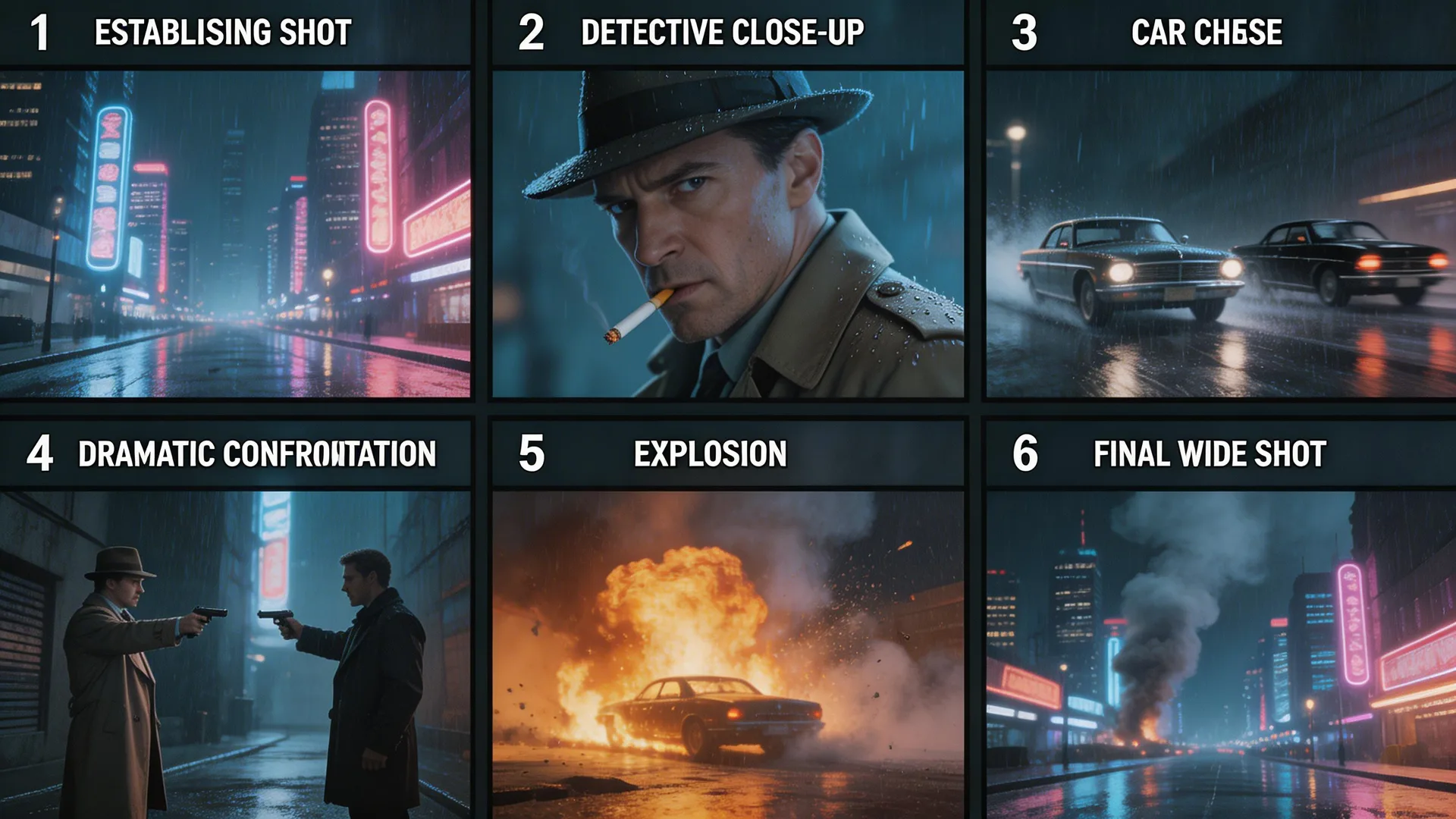 Storyboard frames for video pre-production