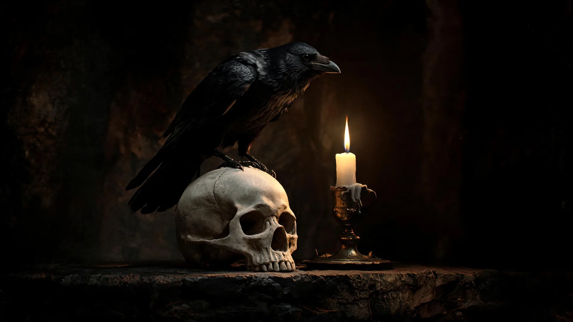 The same tasteful gothic raven-and-skull artwork revealed in full detail