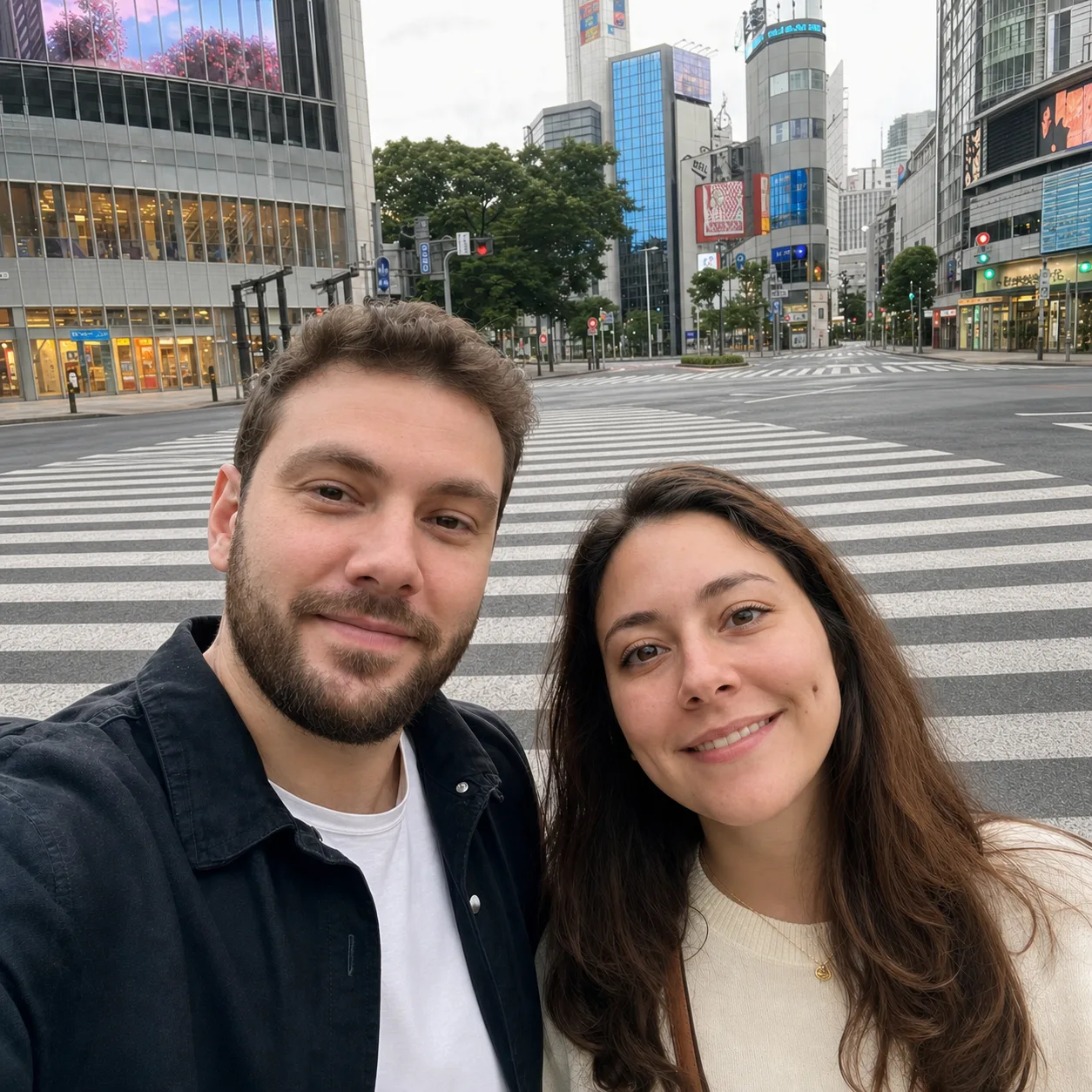 After edit: the woman in front of a synthesized empty crossing